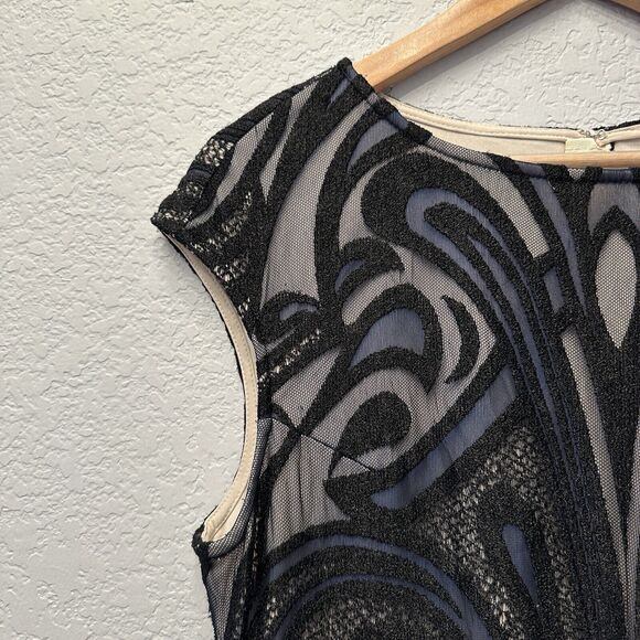 Julia‎ Jordan Sheath Dress Embroidered Fairycore Whimsygoth Sz 14 Black Stretch - Picture 8 of 12